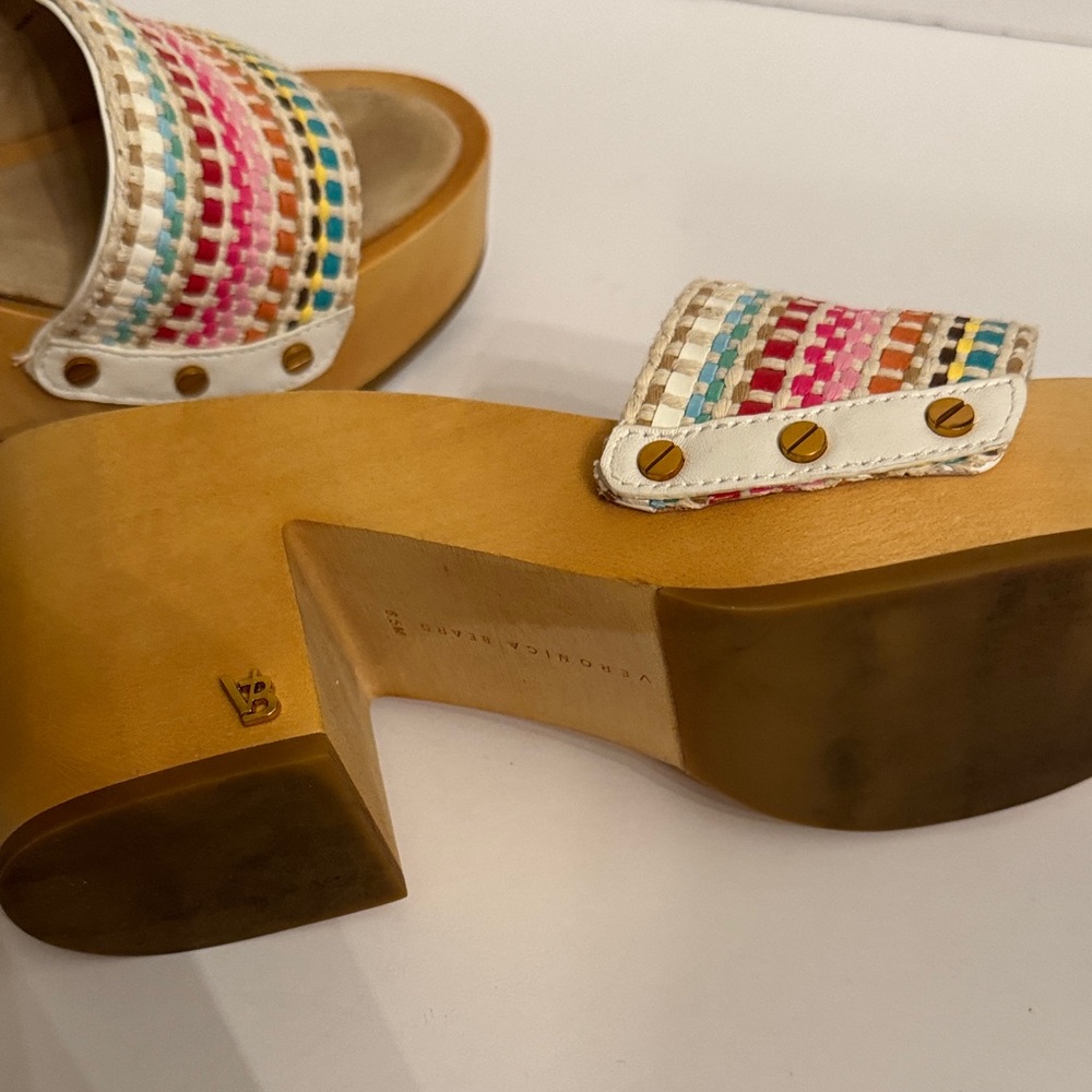 Veronica Beard 8-1/2 HannaLee Colorful Woven Clog Mules - Picture 9 of 16